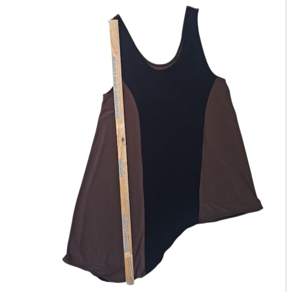 Sympli Two-Tone Asymmetrical Tank Top Sz 8 Black Brown Artsy Layering Lagenlook - Picture 9 of 14